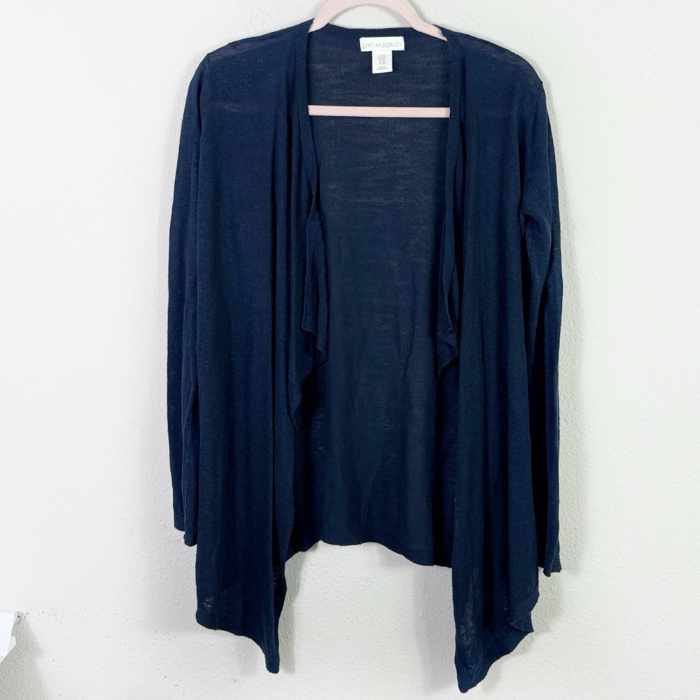 Cynthia Rowley Linen Blend‎ Open Cardigan Navy Blue size XS